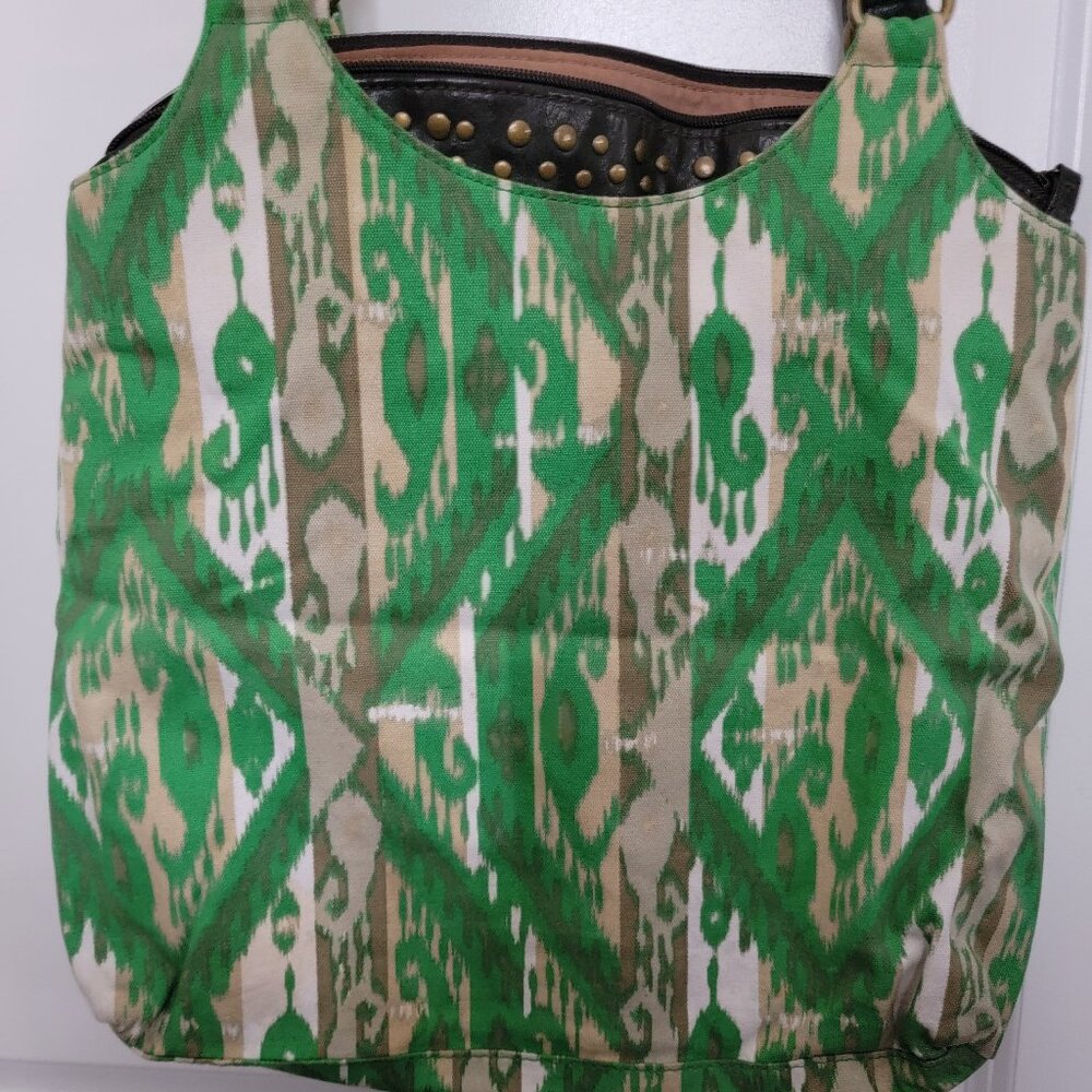 Vintage Route 66 Aztec Print Large Shoulder Bag/Purse in Green/Brown/Gray - Picture 4 of 12